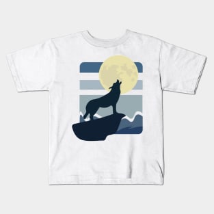 black Wolf In The Moon Kids T-Shirt
